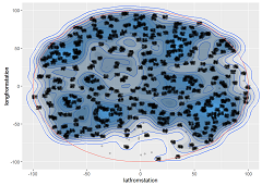 A density plot of spawn locations around the player.